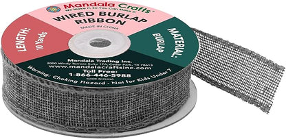 Mandala Crafts Gray Burlap Wired Ribbon 1 Inches Wide Jute Ribbons - Image 2