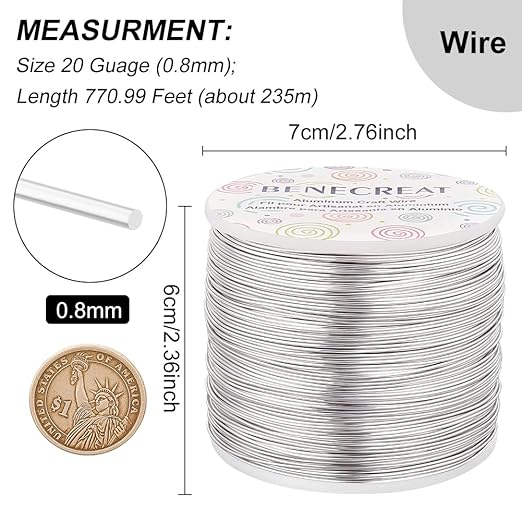 BENECREAT 20 Gauge 770FT Aluminum Wire Anodized Jewelry Craft Making Beading - Image 2