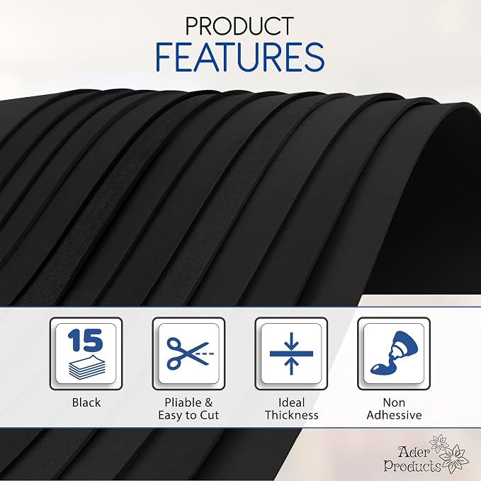 Black EVA Foam Sheets for Crafts, 15 Pack, 9 x 12 Inch, 2mm Thickness – Ideal - Image 4