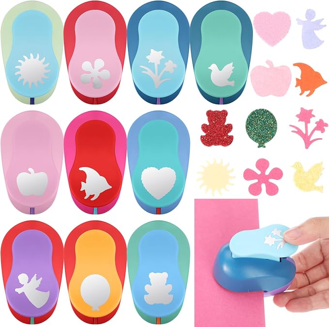 Harloon 10 Pcs Craft Hole Punch Shapes 1 Inch Paper Punch Hole Mix Shapes by Muasung