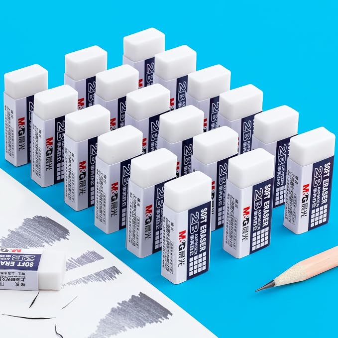M&G 24 Pack Erasers Pencil Erasers, 2B White Rubber Eraser Rectangular Bulk - Image 7