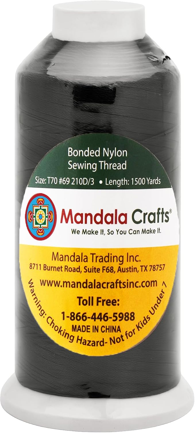 Mandala Crafts Bonded Nylon Thread Black Heavy Duty Sewing Threads - Image 2