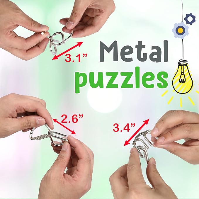 Brain Teasers Metal Puzzles for Kids & Adult 22Pack, Logic and IQ Game Test Toy - Image 4
