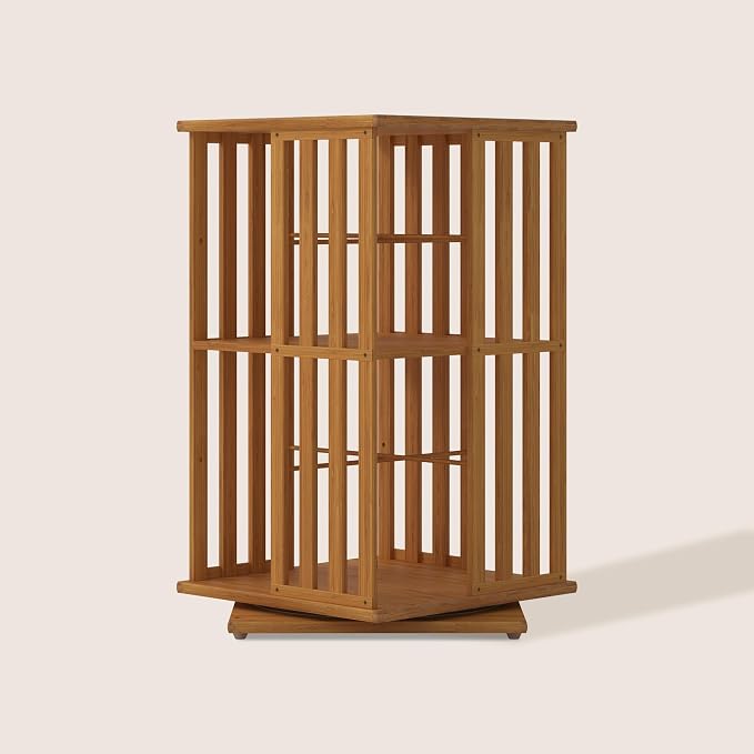 XIMN 360° Rotating Bamboo CD/DVD Shelf by ModernLivingPerfected