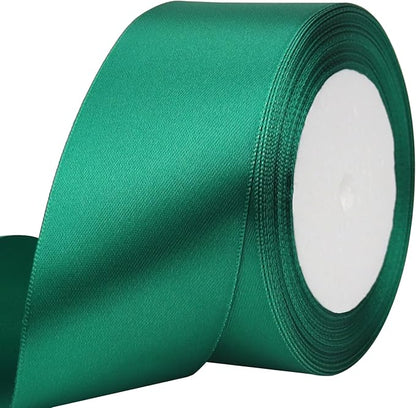 Dark Green Solid Satin Ribbon 2 Inch 25 Yards Solid Polyester Fabric Ribbon by Riunbb
