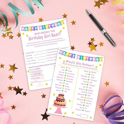Birthday Party Games Set for Girls- 20 Birthday Double Sided Games Cards Set- - Image 4