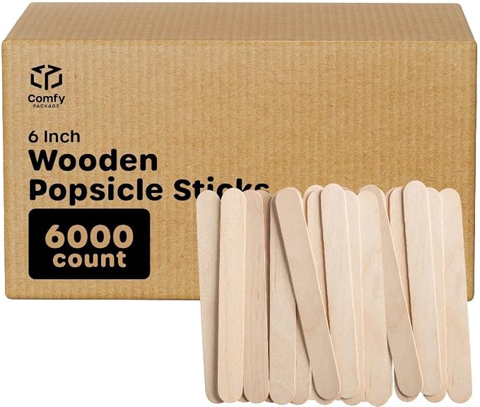 Comfy Package Jumbo 6 Inch Wooden Multi-Purpose Popsicle Sticks, Craft Sticks - Image 8