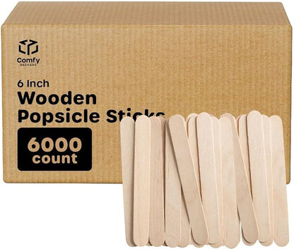 Comfy Package Jumbo 6 Inch Wooden Multi-Purpose Popsicle Sticks, Craft Sticks - Image 8