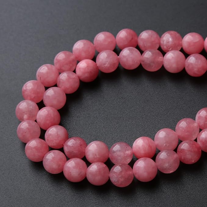 45pcs 8mm Natural Rose Pink Chalcedony Stone Round Loose Beads - Image 4