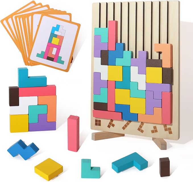 Wooden Russian Blocks Puzzle Brain Teasers Toy Tangram Jigsaw Puzzle by BESTAMTOY