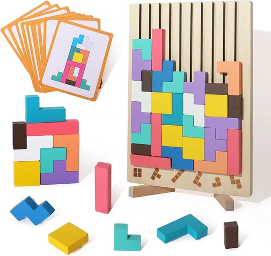 Wooden Russian Blocks Puzzle Brain Teasers Toy Tangram Jigsaw Puzzle by BESTAMTOY