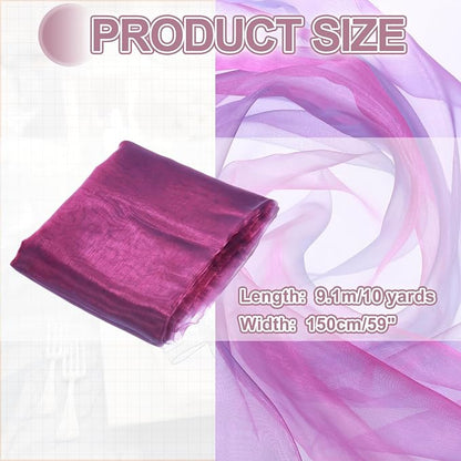 MECCANIXITY Iridescent Sheer Organza Fabric, 10 Yards x 59 Inches Solid - Image 2