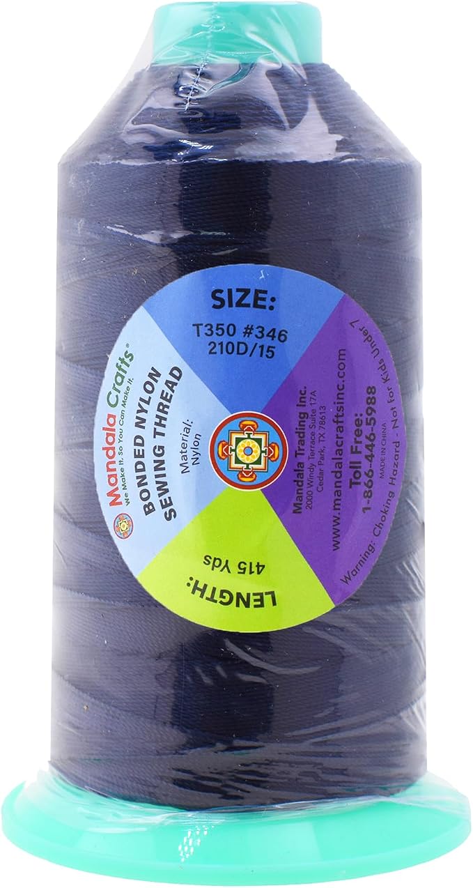 Mandala Crafts Bonded Nylon Thread Dark Blue Heavy Duty Sewing Threads - Image 3