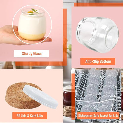 7oz Glass Jars with Cork & PE Lids 20Pack, Small Glass Pudding Jar - Image 5