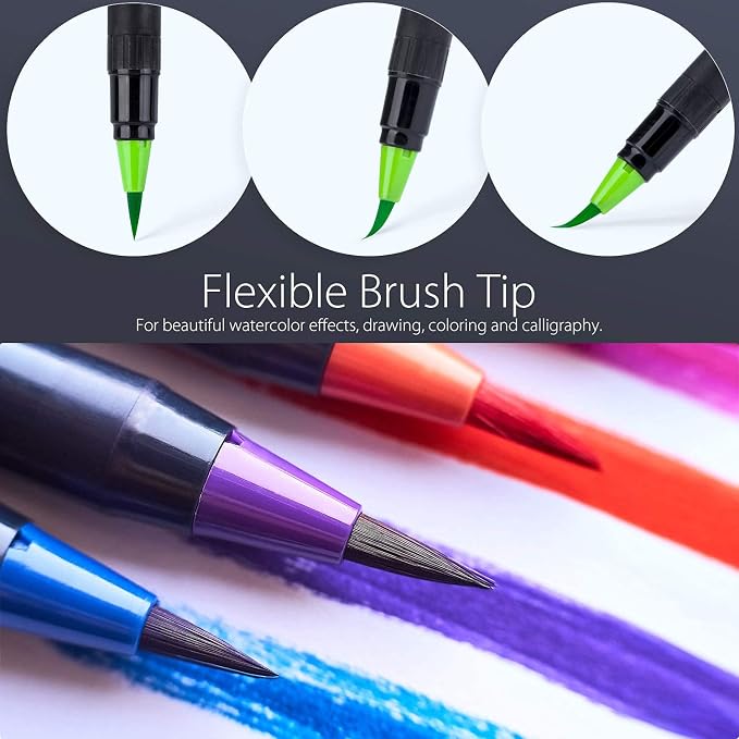 Professional Watercolor Brush Markers Pen 48 Colors of Ohuhu, Water Based - Image 2