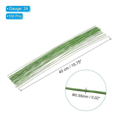 PATIKIL 24 Gauge 16" Floral Stem Wire, Light Green - Image 2