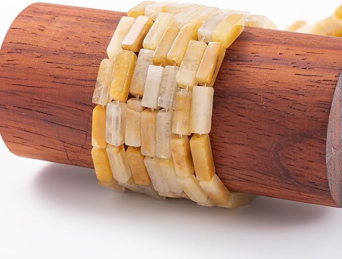 Natural Yellow Jade Rectangle Tube Beads 4x13mm 38cm/str Loose Semi Gemstone - Image 5