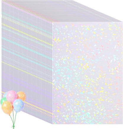 SHENLIU 60 Sheets Holographic Laminate Sheets Clear Glitter Vinyl Sticker Paper by Unknown