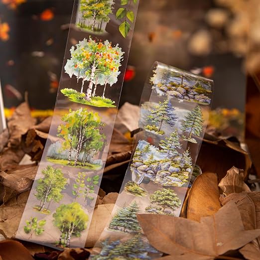 6PCS Trees and Forest PET Tape Set, Nature Scenery Adhesive Tapes - Image 4