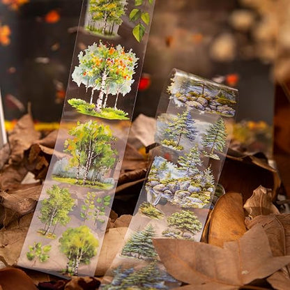 6PCS Trees and Forest PET Tape Set, Nature Scenery Adhesive Tapes - Image 4