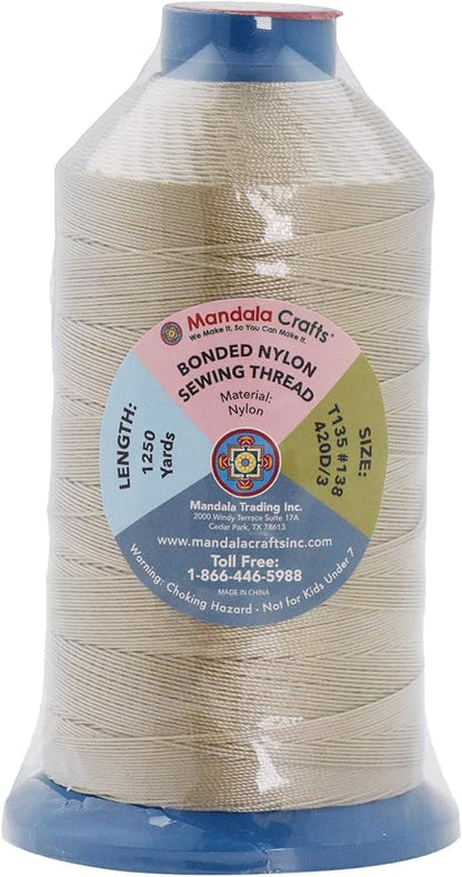 Mandala Crafts Bonded Nylon Thread Khaki Heavy Duty Sewing Threads - Image 3