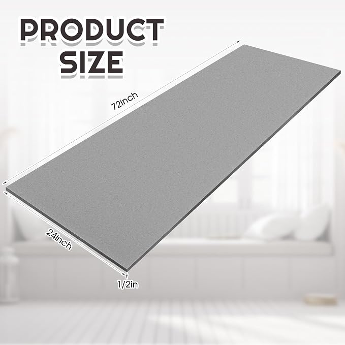 Amylove Polyurethane Foam 24" x 72" High Density Cushion Upholstery Foam Sheet - Image 2