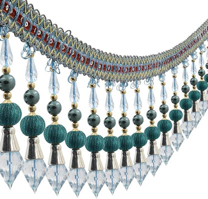 3yards Beading Fringe Trimming Long Beads Tassel Curtain Trim Ribbon Trim by EMDOMO