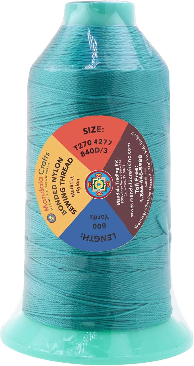 Mandala Crafts Bonded Nylon Thread Turquoise Heavy Duty Sewing Threads - Image 3