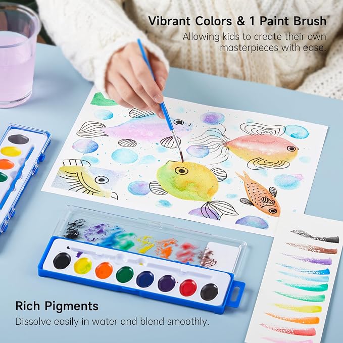 Shuttle Art 40 Pack Watercolor Paint Set, 8 Colors Watercolor Paint - Image 3