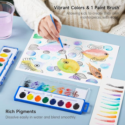 Shuttle Art 40 Pack Watercolor Paint Set, 8 Colors Watercolor Paint - Image 3