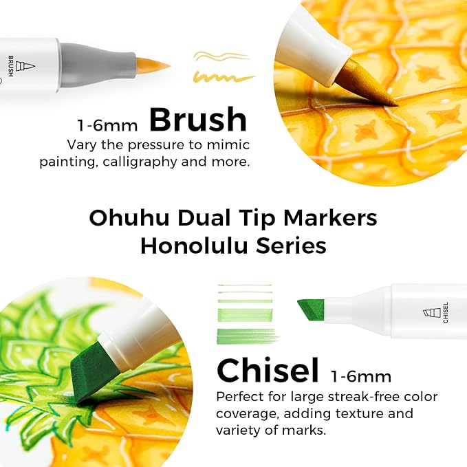 Ohuhu Alcohol Markers Brush Tip - Image 2