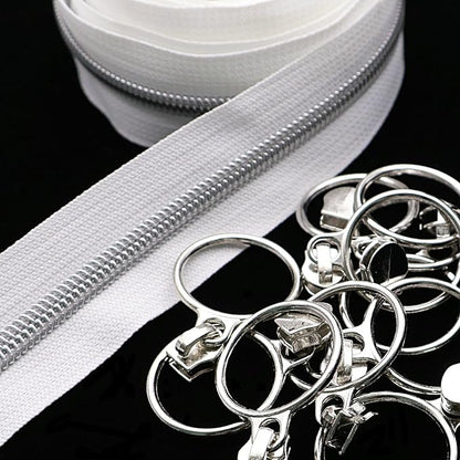 Leekayer #5 Silver Metallic Nylon Coil Zippers by The Yard Bulk 10 Yards White - Image 6