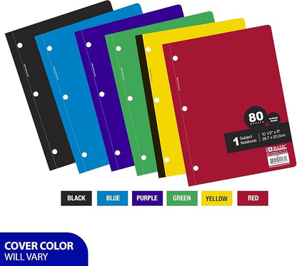 BAZIC Notebook College Ruled 1 Subject 80 Sheets Wireless Notebooks, Lined - Image 4