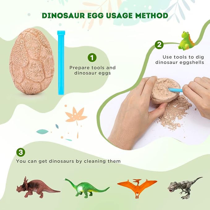 Dig Up Dinosaur Fossil Eggs, Break Open 12 Unique Eggs and Discover 12 Cute - Image 3