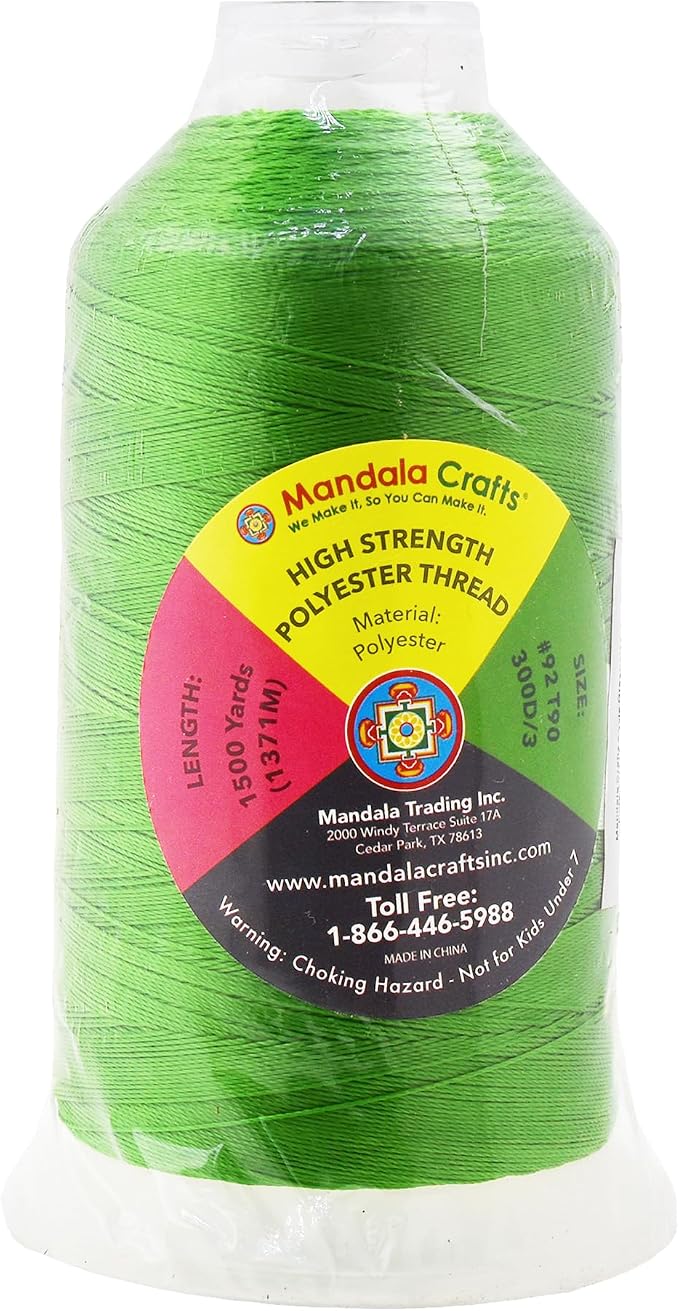 Mandala Crafts Apple Green Heavy Duty Thread -1500 Yds Tex 90 Thread - Image 3