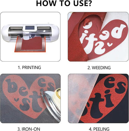 guangyintong Glitter Red Heat Transfer Vinyl HTV Rolls - Image 6