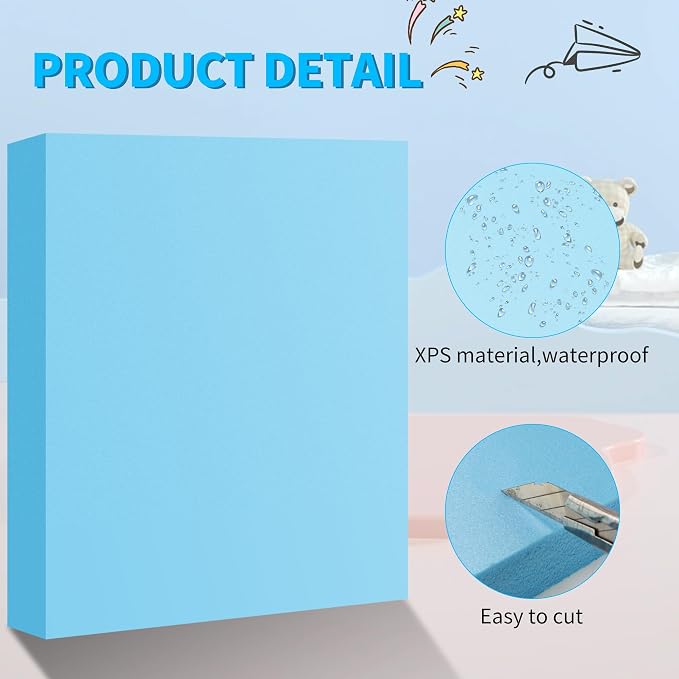 LuckyFoam Blue 4 Pack 15x12x2 inch Foam Sheets 2 Inch Thick Polystyrene - Image 3