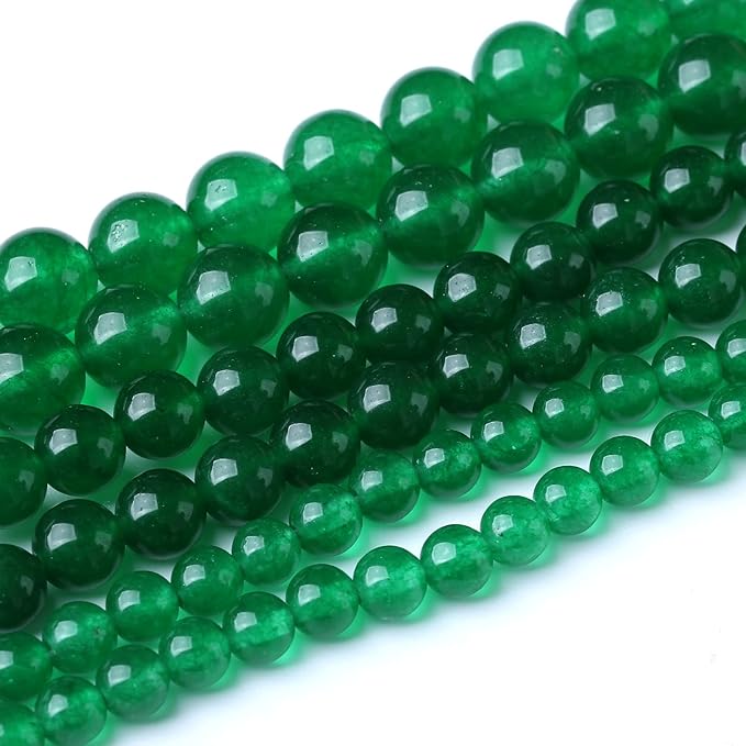 48PCS 8MM Natural Green Jade Stone Beads Energy Healing Beads by JIANJING
