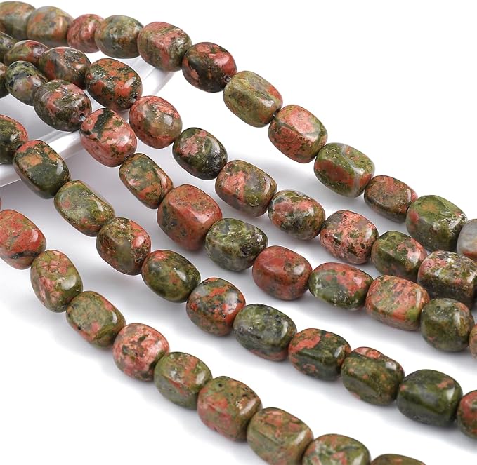 Natural Unakite Cuboid Stone Loose Semi Gemstone Beads - Image 5