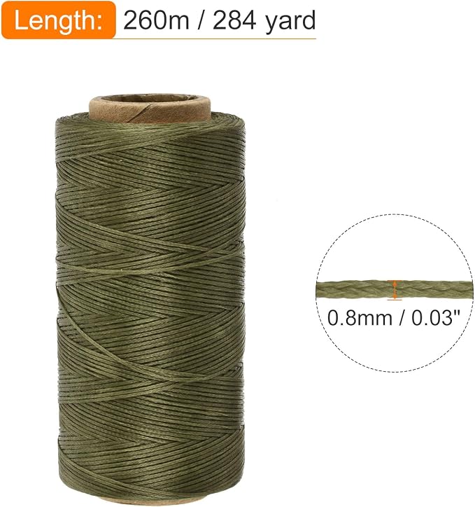 MECCANIXITY Waxed Thread, 284 Yard 0.8mm 150D Flat Wax Thread Polyester Waxed - Image 2