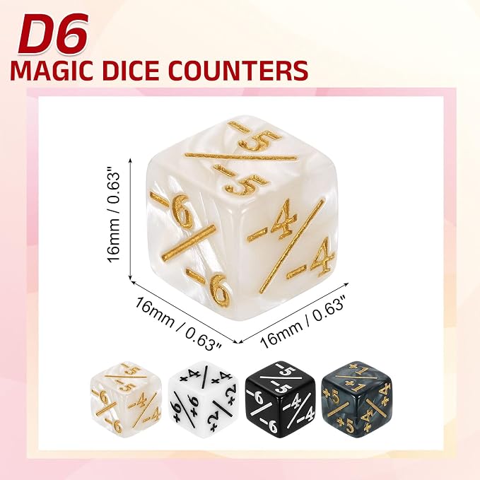 uxcell 48Pcs Magic Dice Counters, Acrylic D6 Life Token Dice Set - Image 2