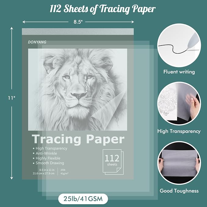 Tracing Paper 8.5" x 11", 112 Sheets Transparent Vellum Paper - Image 2