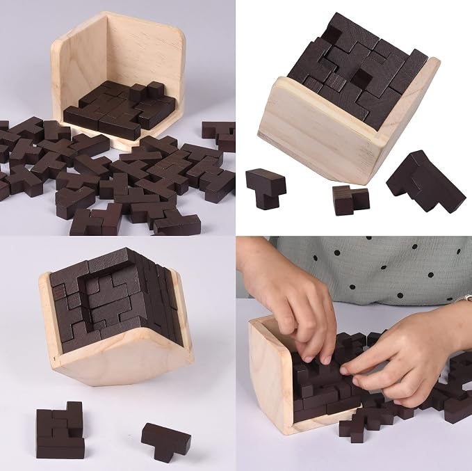 18 Pack Wooden Brain Teaser Puzzles Wooden Burr Puzzles Brain Teaser Puzzle - Image 3