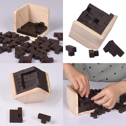 18 Pack Wooden Brain Teaser Puzzles Wooden Burr Puzzles Brain Teaser Puzzle - Image 3