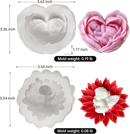 JDH 2PCS Flower Candle Molds, Heart Rose Candle Mold, 3D Angel Baby in - Image 4
