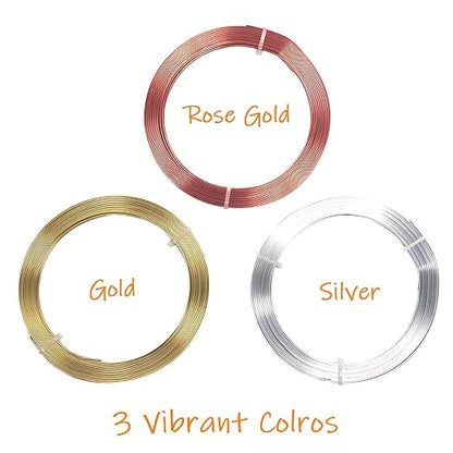 Cinvo 3 Rolls Flat Craft Wire Jewelry Wire Flexible Aluminum Wire Tarnish - Image 2