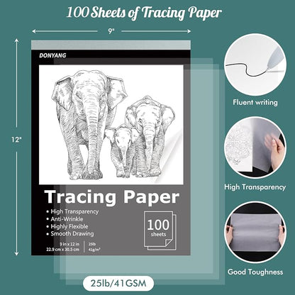 Tracing Paper 9"x12", 100 Sheets Transparent Vellum Paper - Image 2