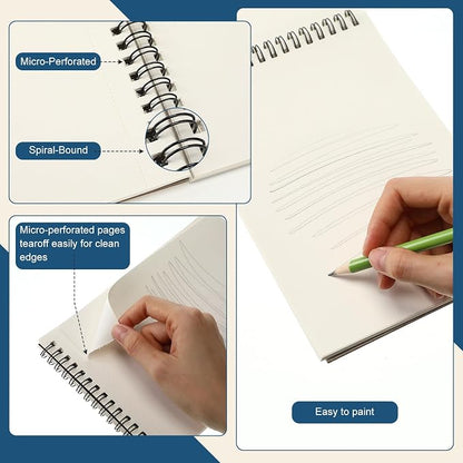 Jexine 5.5'' x 8.5'' Top Spiral Bound Sketch Pad 30 Sheet Each, Sketching - Image 5