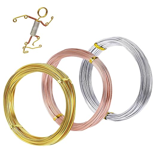 Cinvo 3 Rolls Craft Wire Jewelry Beading Wire Flexible Aluminum Wire Tarnish by Cinvo