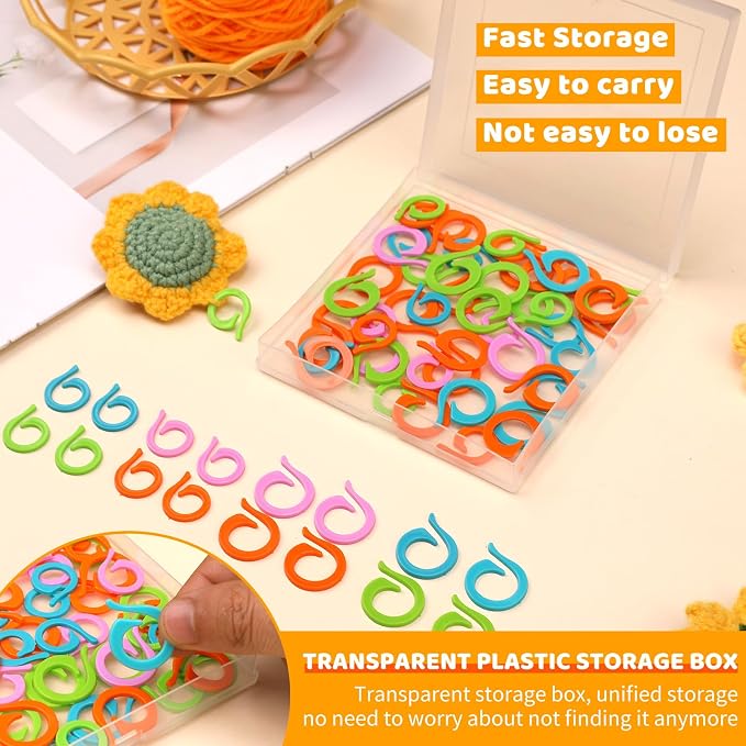 Yizzvb 50 Pcs Stitch Markers, Colorful Crochet Stitch Markers - Image 7